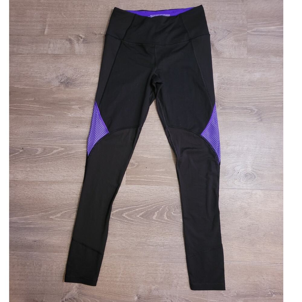 Victoria Secret VSX Knockout Leggings S Black Purple Mesh Compression Workout